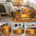 thumbnail image 5 of Round Rugs 6Ft, Orange Western Fall Round Area Rug Washable Indoor Throw Carpet, Sunflower Thanksgiving Pumpkin Soft Non Slip Circle Rug for Office Cabinet Home Decor Aesthetic, 5 of 8