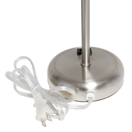 Limelights - Brushed Steel Stick Lamp with Charging Outlet and Fabric Shade 2 Pack Set - White