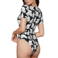 thumbnail image 2 of Saiise Mignon Motif Ours Polaire Dessin Animé Combinaison à Manches Courtes pour Femmes Col Rond Pyjama Justaucorps Extensible avec Fermeture à Pression-TG, 2 of 7