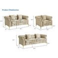 thumbnail image 4 of Hybition 3-Pieces Living Room Set Modern Velvet Sofa Set & Golden rivets-Beige, 4 of 7