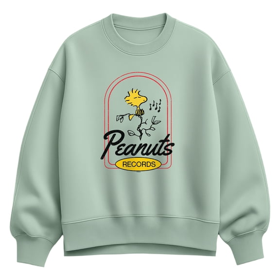 Peanuts - Woodstock Records - Women's Oversized Fleece Crew Sweatshirt