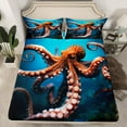 YST 3D Octopus Bed Sheets Set Sea Animal Queen Sheet Set for Kids Teens