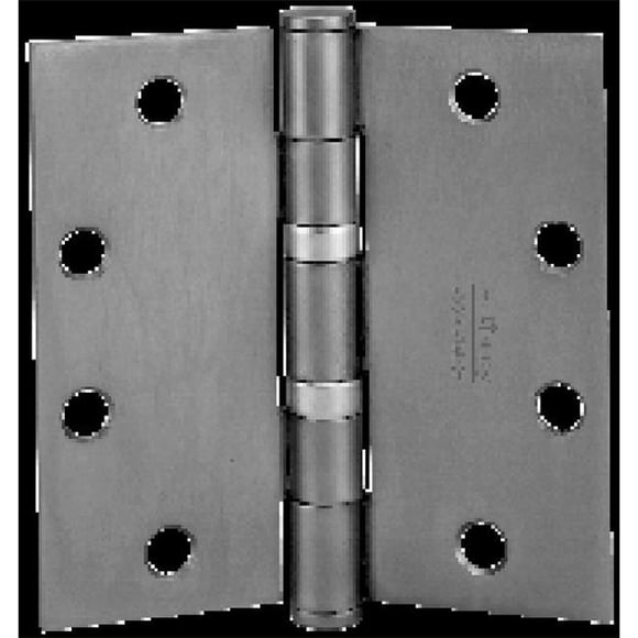 4.5 x 4.5 in. Square Corner Non Ferrous Standard Weight 5 Knuckle Ball Bearing Hinge with Non Removable Pin, No. 59840 Satin Stainless Steel