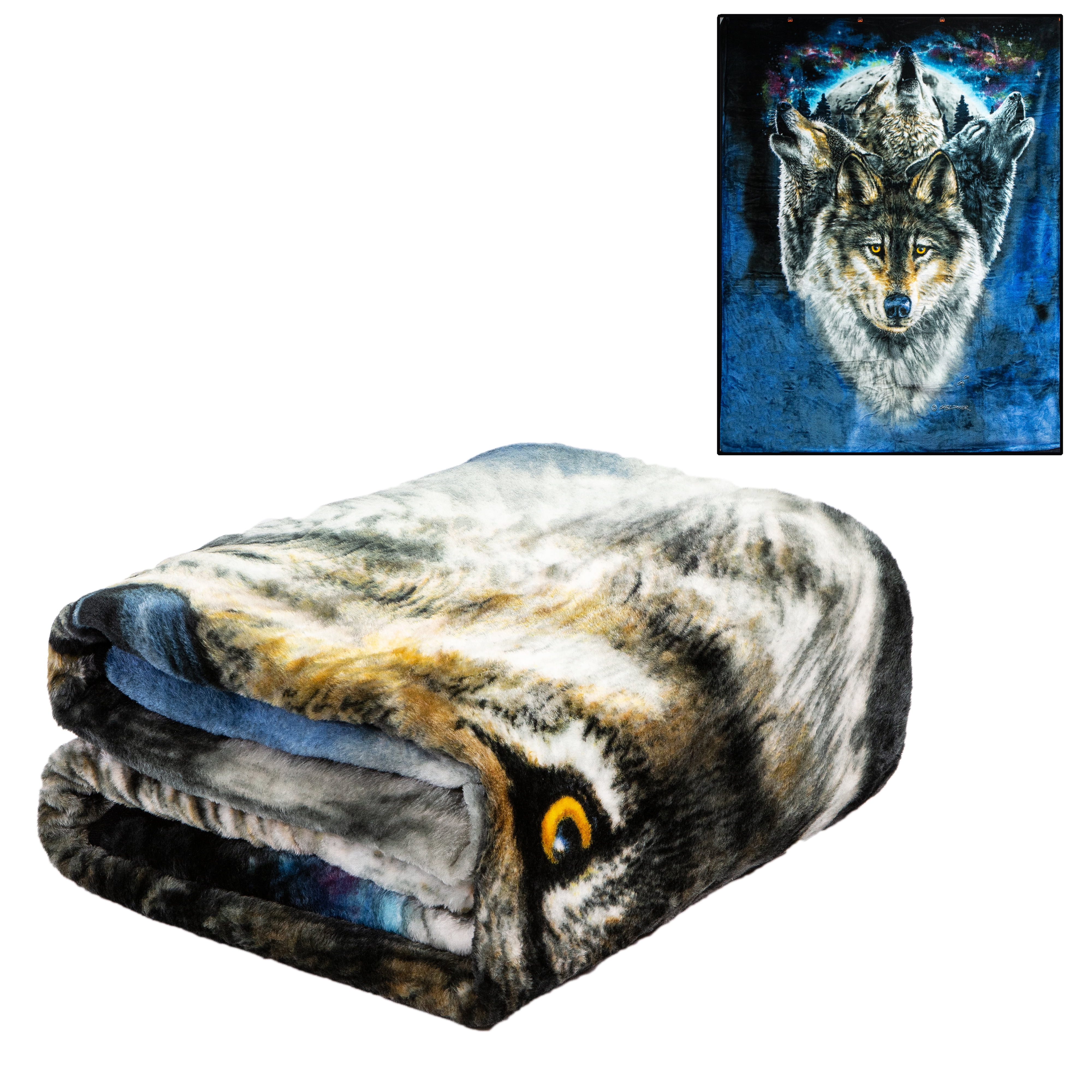 Plush Throw Blanket Lunar Wolves QUEEN BED 79""x 95"" Special