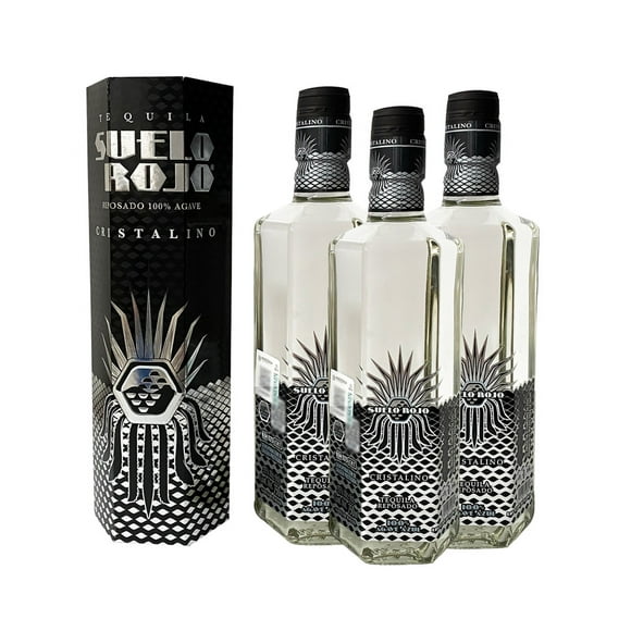 Tripack Tequila Suelo Rojo Reposado Cristalino 750 ml Tequila Reposado Cristalino