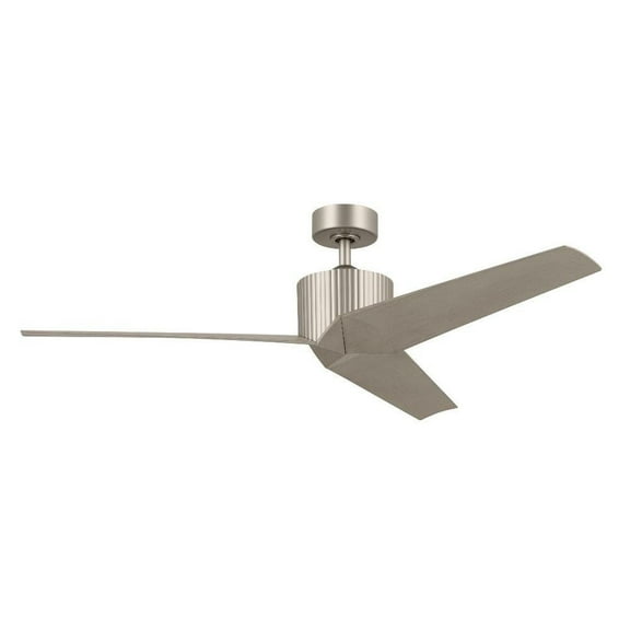 3 Blade Ceiling Fan in Modern Style-12.8 inches Tall and 56 inches Wide-Brushed Nickel Finish-Weathered White Walnut Blade Color Bailey Street Home