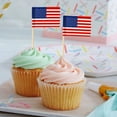 thumbnail image 2 of Anley US Flag Cupcakes Toppers - Vivid Double Sides Print, Smooth Solid Pick - Party Decoration Cocktail Fruit Stick Toothpicks (100 pcs), 2 of 6