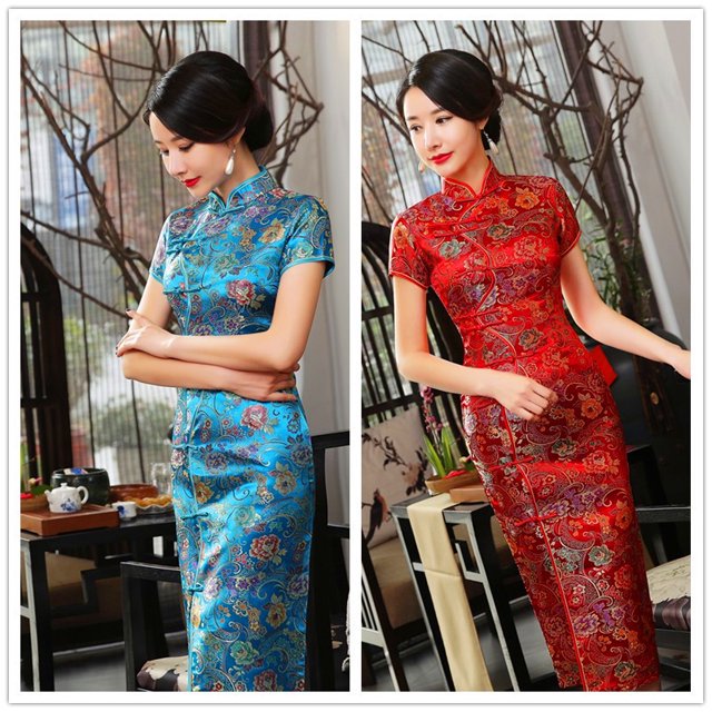 Vestido cheongsam con diez hebillas, cheongsam, ropa de verano, etiqueta larga, corte ajustado