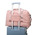 thumbnail image 3 of WIZUTIZ Gym Bag for Women with Shoes Compartment Foldable Large Travel Bag Tote Bag Swim Weekender Lightweight Sports Travel Duffle Bag Womens Large Solid Bags Water Resistant Durable Bag 1 PC Pink, 3 of 6