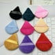 thumbnail image 5 of Borla de polvo triangular, borla de terciopelo corta, borla de terciopelo para maquillaje, esponja súper suave de doble cara, borla de polvo negra en caja, 5 of 6