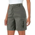thumbnail image 2 of Gomelly Ladies Bottoms Button Summer Bermuda Short Casual Cargo Shorts Women Loose Holiday Mini Trousers With Pockets Grey L, 2 of 3
