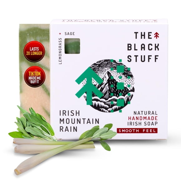 The Black Stuff Jabón de barra natural para hombres Jabones de proceso en frío hechos a mano con ingredientes orgánicos y aceites esenciales - Jabón para hombre para uso diario Jabón corporal Irish