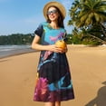thumbnail image 4 of Lsque Lively Cute Turtle Print Women's Casual Dress T-Shirt Summer Short Sleeve Scoop Neck Swing Dresses, 4 of 6