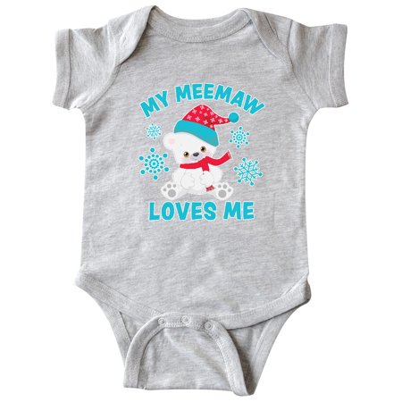 

Inktastic Polar Bear My Meemaw Loves Me in Santa Hat with Snowflakes Gift Baby Boy or Baby Girl Bodysuit