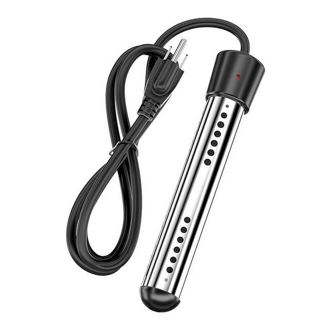 Calentador de agua de inmersión, calentador de cubo instantáneo eléctrico portátil de 1500 W con termómetro LCD digital, protector de acero inoxidable Calentador de agua sumergible anti-esca