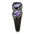 thumbnail image 4 of Women's 5 Purple Oval CZs set in Black IP Stainless Steel Wedding Band Ring - Size 10, 4 of 4