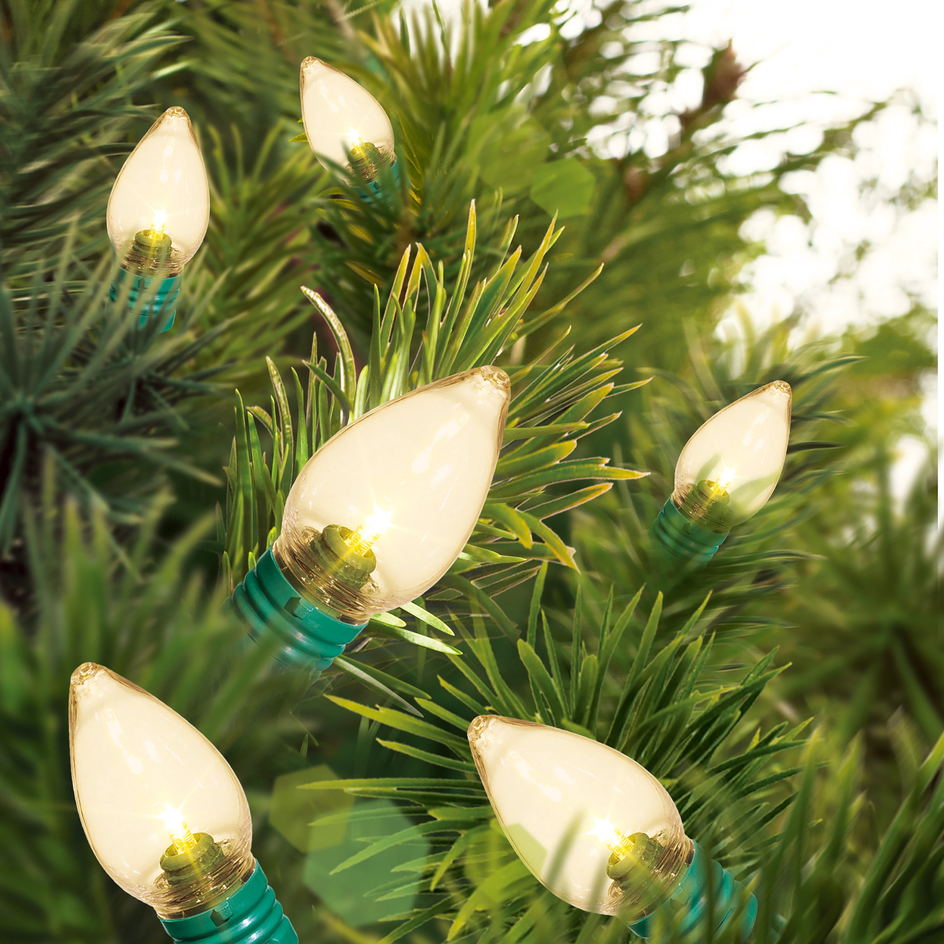 Indoor/Outdoor 25-Count Super Bright LED C7 Christmas String Lights, Warm White, 14', by Holiday Time