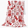 thumbnail image 2 of Sweet Holiday Confection decorative motif Cane Pattern, Festive Holiday Scene, Warm Flannel Blanket for Living Room and Reading Nook, Art Lovers Christmas Gift, Festive Home Decor, 2 of 9