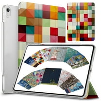 DuraSafe Cases For iPad PRO 11 - 1 Generation (Will Not Fit on PRO 11 2020) Ultra Slim Protective Cover Supports Pencil Pair & Charging with Transparent Back - Color Grid