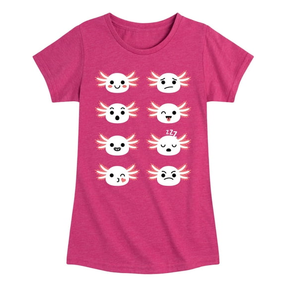 Instant Message - Axolotl Emotion Grid - Toddler And Youth Girls Short Sleeve Graphic T-Shirt