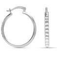 thumbnail image 4 of LeCalla 925 Sterling Silver Small Click-Top Hoop Earrings Lightweight Italian 3MM Diamond-Cut Round Classic Hoops Earring for Women 25MM, 4 of 6