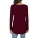 thumbnail image 3 of Blusa de Manga Larga para Mujer Cuello Redondo con Volantes Color Puro Transpirable Elástico Top Suelto para Mujer para Trabajo Diario Fiesta Citas Vino Rojo XL, 3 of 5
