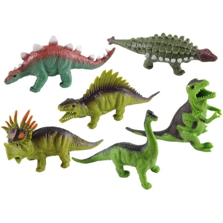 6 Stretchy Dinosaur Toys - Fidget - Stress - Fun - Squishy Toy - Crunchy Bead Filled Sensory