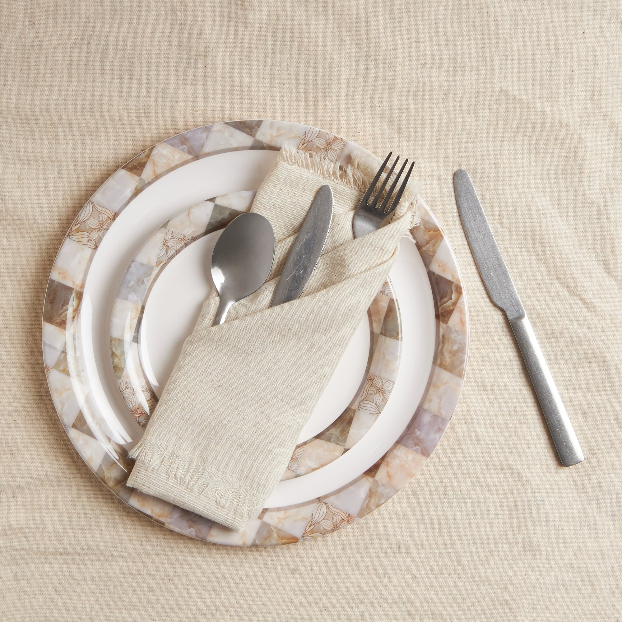 ACCENTHOME Natural Cotton Linen Napkins - Thumbnail 4