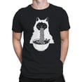 thumbnail image 2 of Whimsical Cat Enjoying Ramen Men's T-shirt Black, 2 of 3
