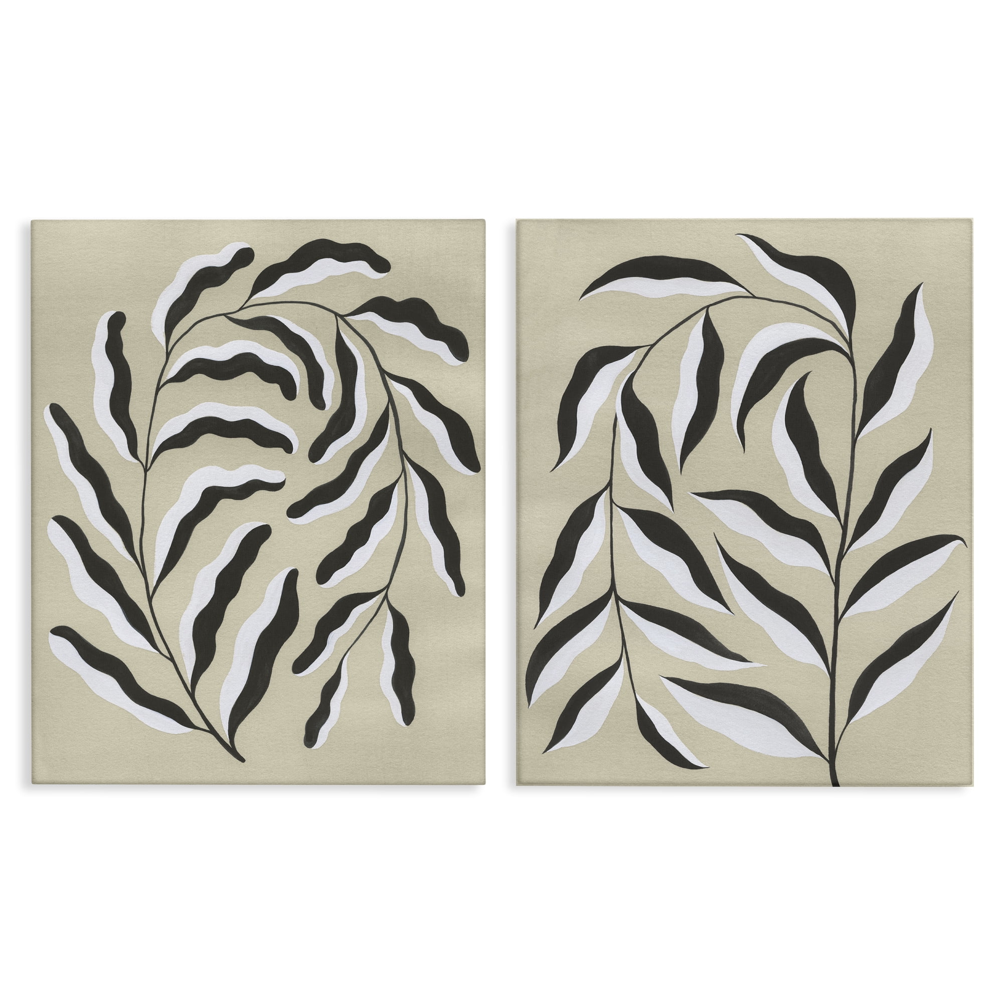 Stupell Industries Midcentury Mod Botanicals Floral Painting Wrapped Canvas Canvas Art Print Wall Art 24 x 30 Set of 2