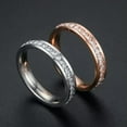 thumbnail image 2 of Stainless Steel AAA Princess CZ Band Men Women's Silver Rose Gold Ring Size 6-11, 2 of 6