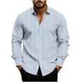 thumbnail image 2 of Trikvn Men's Classic Button Down Shirts Long Sleeve Fine Striped Dress Shirt Regular Fit Wrinkle Free Lightweight Casual Tops for Business Office Work Formal Events, 2 of 5