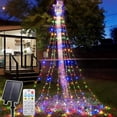thumbnail image 1 of Magotan 12.5 Pies 350 Luces Navideñas de Cascada LED Decoración Al Aire Libre Centelleantes Luces Solares de Cadena de Árboles de Navidad con Decoración de Jardín de Vacaciones de Navidad de Estrella Superior, Multicolor, 1 of 9