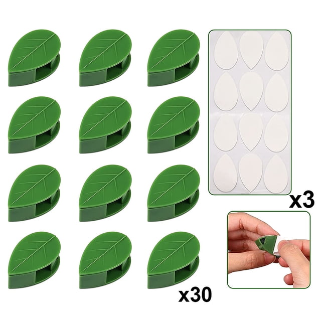 30 Pieces Plant Climbing Wall Fixture Clips with 36Pieces Acrylic Adhesive Sticker Plant Fixer Invisible Wall Vines Fixing Clips Self-Adhesive Hook Plant Vine Traction for Indoor Outdoor Decoration