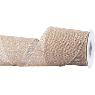 Joycrosso Burlap Wired Edge Ribbon 4 inch x 10 Yards, Natural, Ideal for Crafting, Gift Wrapping, Wreath, Christmas Tree, and Rustic Wedding Decorations