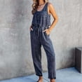 thumbnail image 2 of REORIAFEE Jumpsuits for Women Denim Scoop Neck Sleeveless Jumpsuit Solid Color Spaghetti Strap Women Rompers Summer Sexy Denim Jumpsuit Womens Rompers Casual Black XL, 2 of 7
