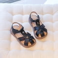 thumbnail image 3 of Girls Fisherman Sandals Soft Leather Closed Toe Princess Flat Shoes Summer Casual Breathable Strappy Beach Shoes Black 8.5 Toddler, 3 of 7