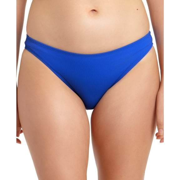 California Waves BLUE Juniors' Ribbed Hipster Bikini Swim Bottom, US Small
