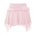 thumbnail image 3 of Women's Low Waist Lace Mini Skirt Ruffled Tiered Pleated Flowy Skirt - Polyester, S-L, 3 of 3