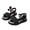 X4 Black, variant on REDARER Big Girl Sandals Summer Pearl Roman Shoes Flat Bottomed Non Daily with Dress Shoes,Size 6-7 Years