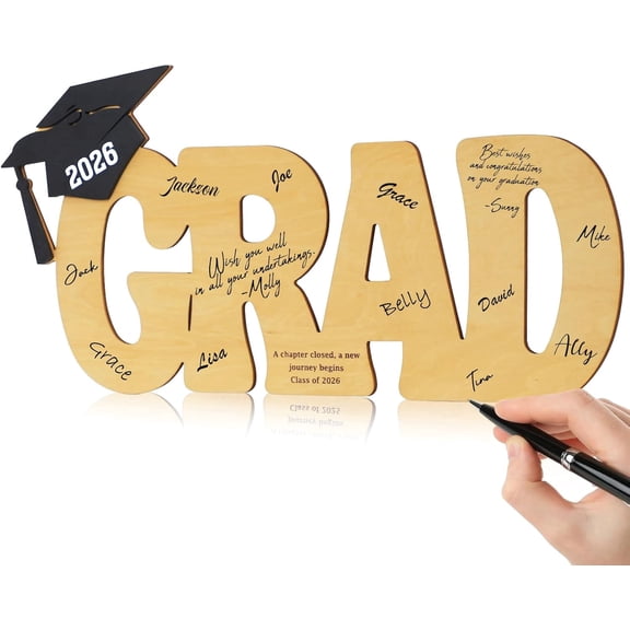 Graduation Decorations 2026 Tabletops Decor for Graduation Wood Graduation Signature Sign, Rustic Grad Signature Board with Grad Cap for High School, College