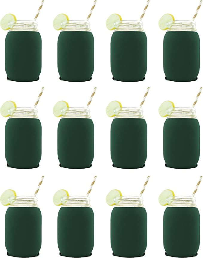 Blank Neoprene Mason Jar Coolie (Fits 16oz Jars) (Dark Green, 6 Pack) 