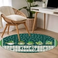 thumbnail image 3 of Area Rug 48in, St Patrick Gnome and Clovers Leaves Floor Carpet Living Room Rug, Lucky Quote on Green Checker Non-Slip Welcome Mat Indoor Rugs for Bedroom Dining Room, 3 of 9