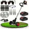 thumbnail image 2 of Cordless Lawn Trimmer Weed Wacker Lawn Mower Grass Edger with 2 Li-Ion Batteries Powered & 3 Cutting Blade Types, 2 of 10