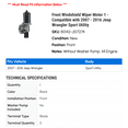 thumbnail image 2 of Front Windshield Wiper Motor 1 - Compatible with 2007 - 2016 Jeep Wrangler Sport Utility - Autopart Premium, 2 of 2