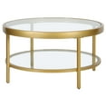 thumbnail image 2 of HomeRoots 521059 17 x 32 x 32 in. Gold Glass Round Coffee Table with Shelf, 2 of 3