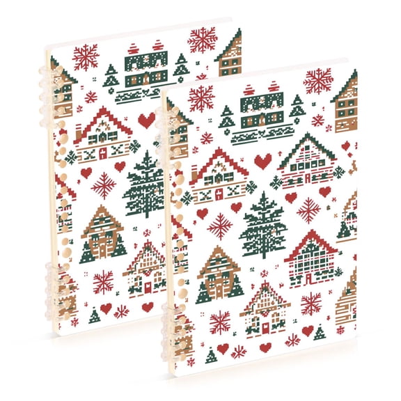 FORMRS 1-Subject Spiral Notebook 8" x 5" College Ruled 60 Refillable Sheet A5 Hard Cover, 2 Pack, Beige Nordic Christmas House