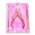 thumbnail image 1 of Recortador de cutículas con empujador de cutículas, removedor de cutículas y cortador, tijeras para uñas, pinzas para cutículas, herramientas duraderas para manicura y pedicura, rojo y amarillo, 1 of 5
