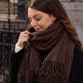 thumbnail image 4 of Lumtrix Womens Scarf Oversized Solid Color Tassel Shawl Wrap Warm 70.87 Inch Long Scarf Coffee One Size, 4 of 8