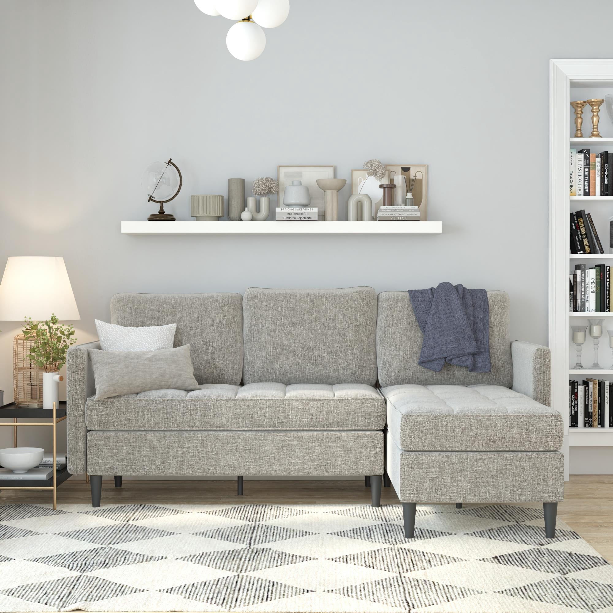 DHP Xandor Modular Sectional Sofa with Storage Chaise, Gray Linen